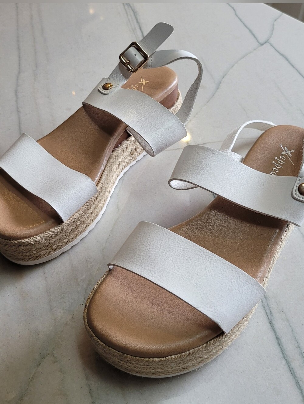 Xappeal White Platform Espadrille Sandals with Ankle Strap